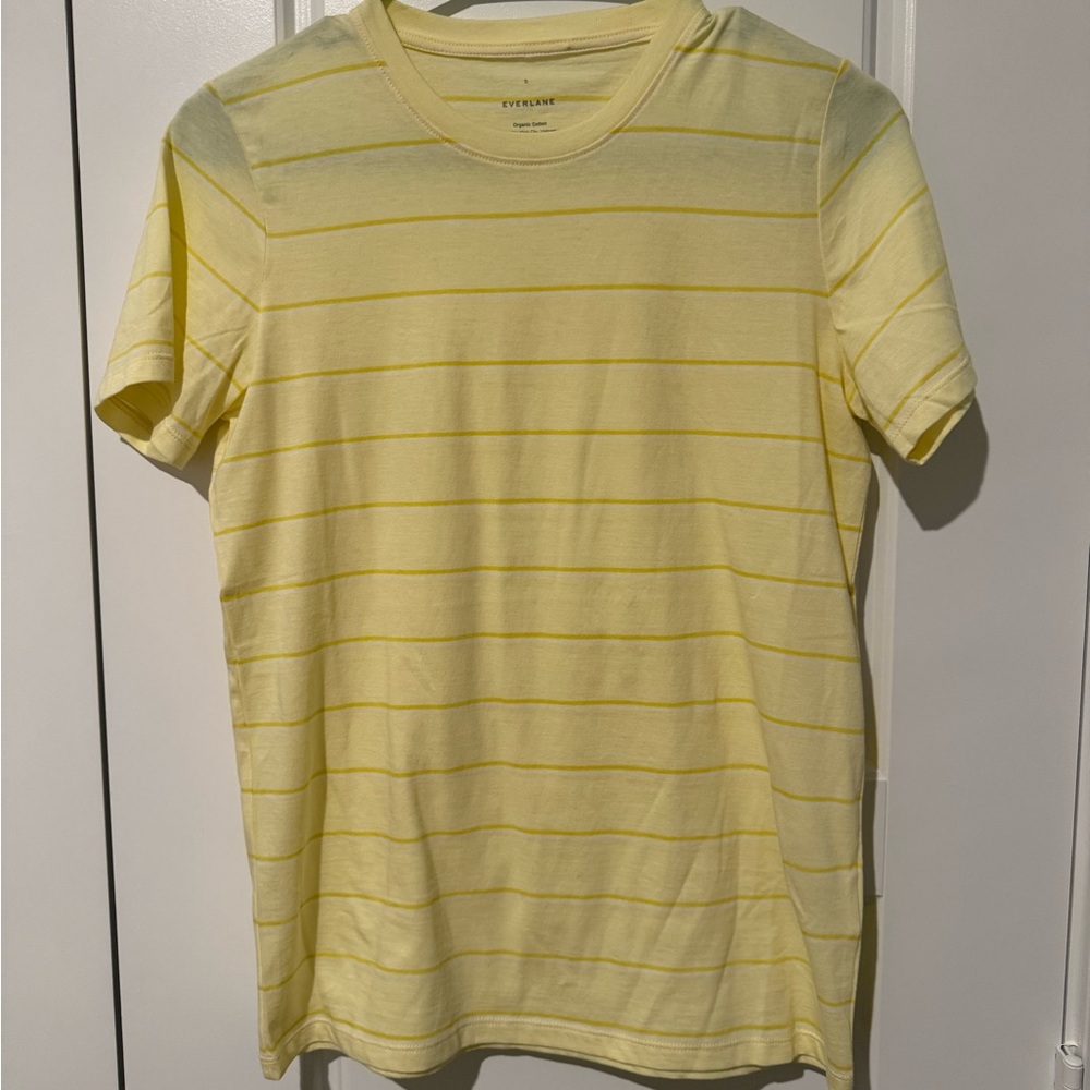 Everlane Women’s Pale Yellow Striped Short Sleeve Tee